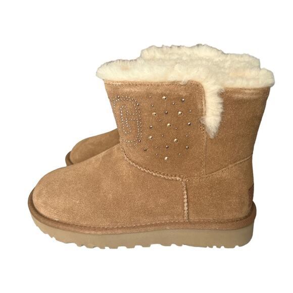 UGG Classic Gem Mini Boots In Chestnut Brown Women Size 5 - Picture 2 of 11